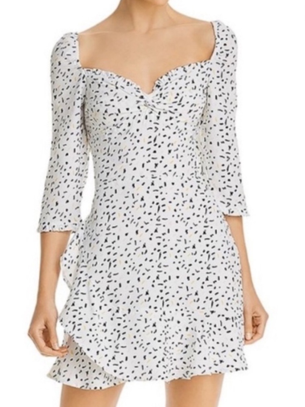 Rahi Confetti Stila Mini Dress NWT | White Printed Ruched Sweetheart Dress